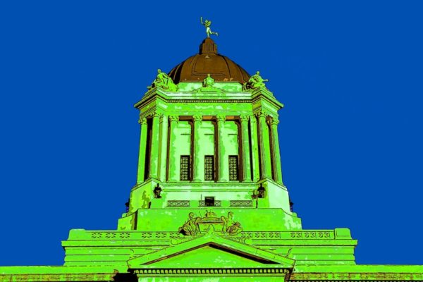 WINNIPEG MANITOBA CANADA 12 25 2002: Manitoba Legislature building. Winnipeg. This neoclassical building with the Golden Boy statue on its cupola was designed  by Frank Worthington Simon